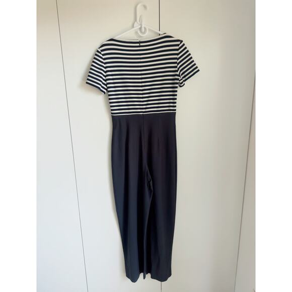 Vintage 90s Sailor Style Jumpsuit Navy White Nautical Wide Leg Size Sm/4 - Picture 7 of 8